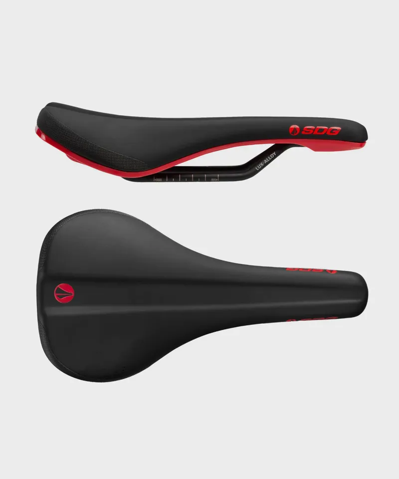SDG Bel Air 3.0 Lux-Alloy Rail Saddle Black Microfibre Top / Red Base