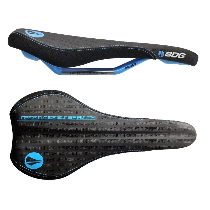 SDG Fly Mtn Cro-Mo Rail Saddle Black/ Cyan