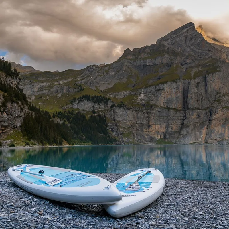 Indiana 12.6 Feather Inflatable SUP Paddleboard White/Blue	-1