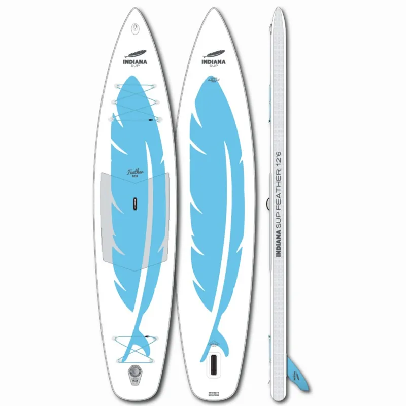 Indiana 12.6 Feather Inflatable SUP Paddleboard White/Blue	