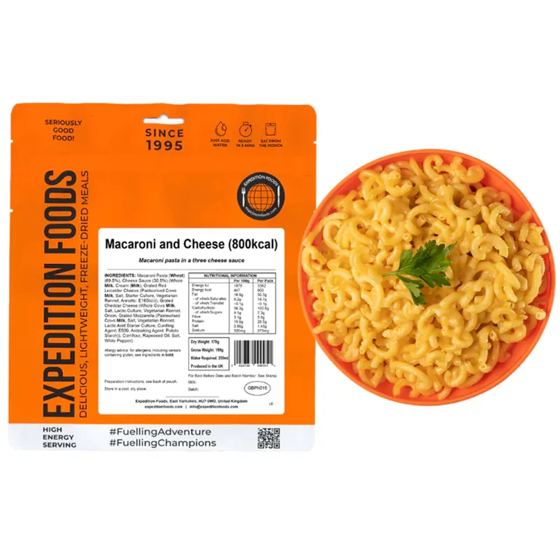 2023 Expedition Foods Macaroni and Cheese High Energy Serving 800kCal