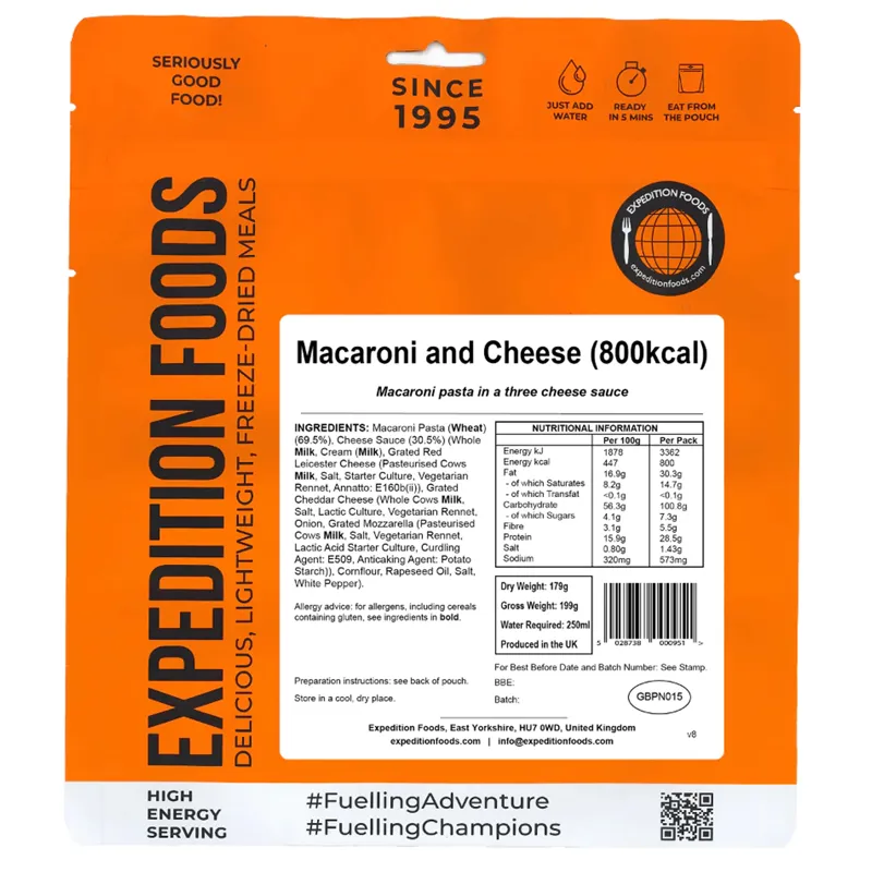2023 Expedition Foods Macaroni and Cheese High Energy Serving 800kCal-2