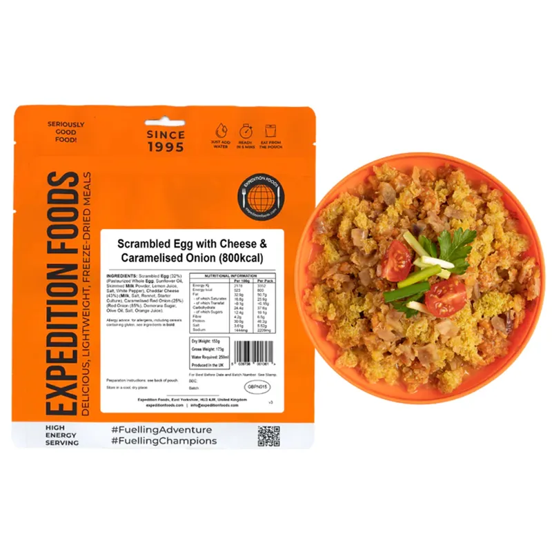 2023 Expedition Foods Scrambled Egg with Cheese and Caramelised Onion High Energy Serving 800kCal