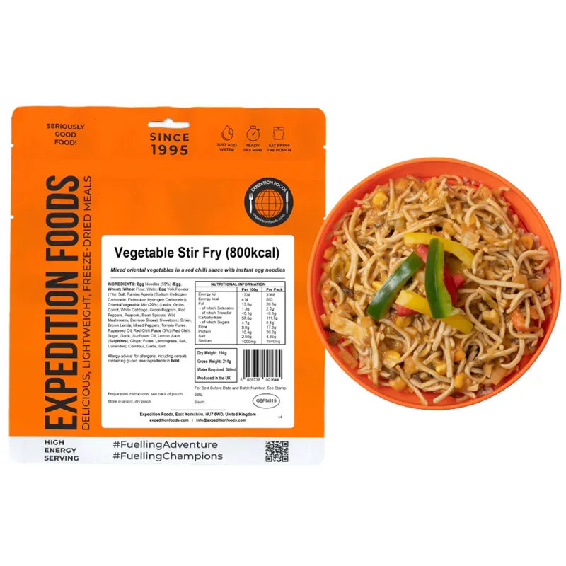 2023 Expedition Foods Vegetable Stir Fry High Energy Serving 800kCal