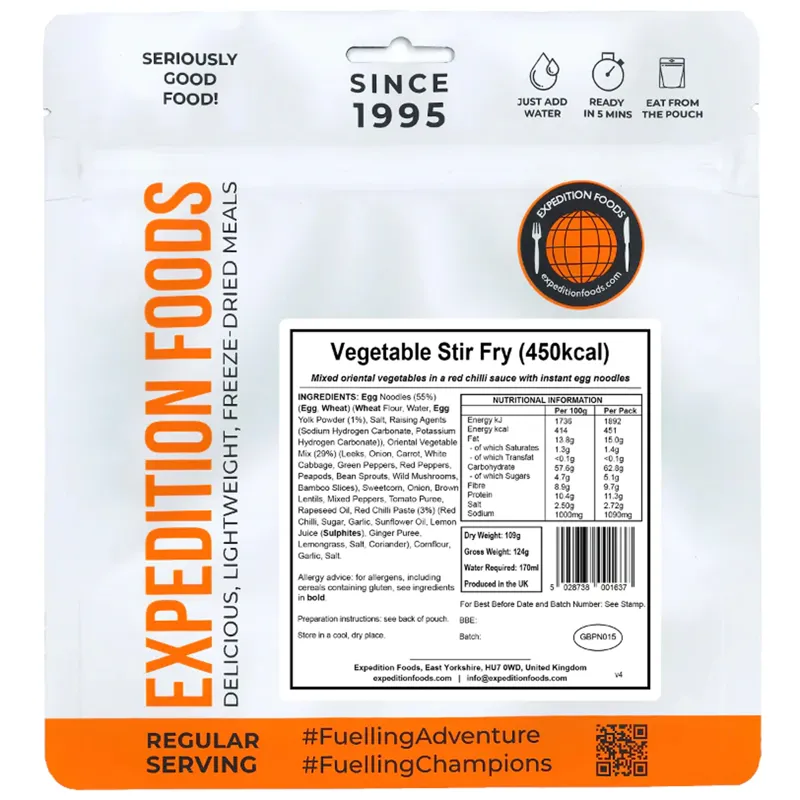 2023 Expedition Foods Vegetable Stir Fry Regular Serving 450kCal-2
