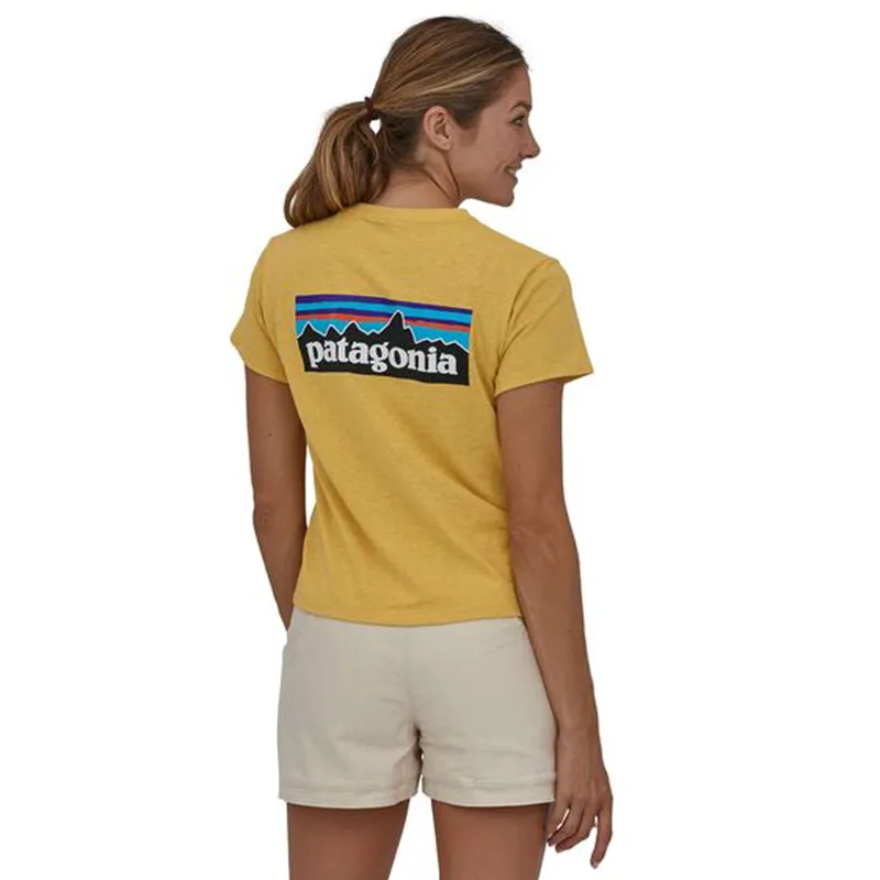 2023 Patagonia P-6 Logo Responsibili-Tee Women's Surfboard Yellow-1
