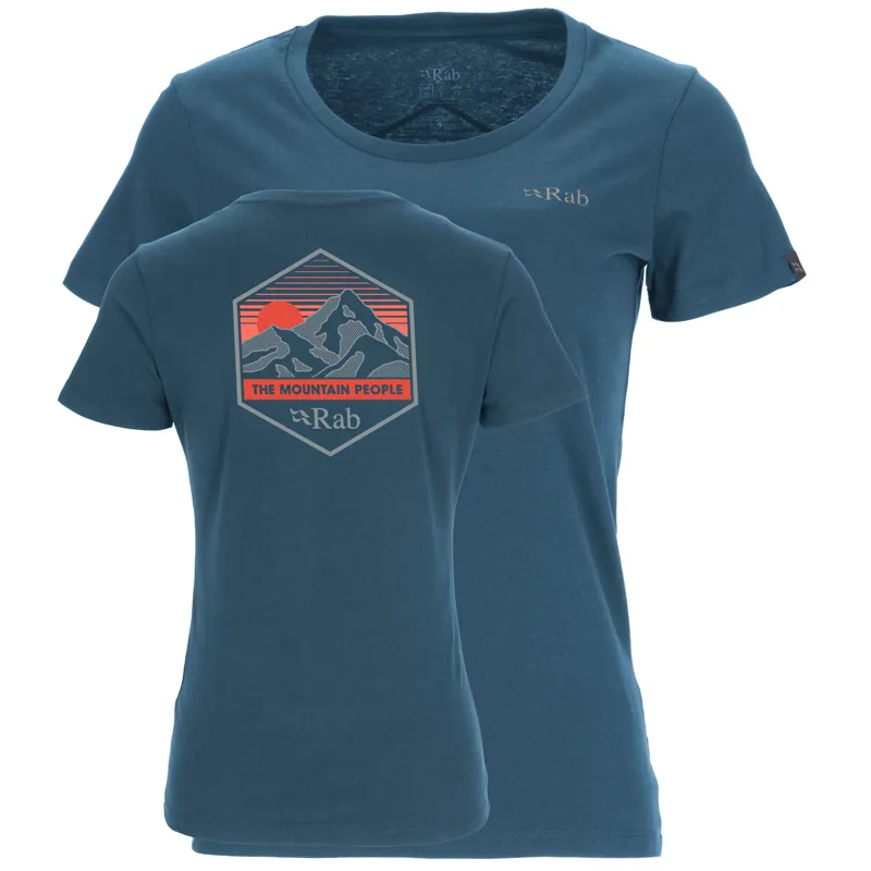 2023 Rab Stance Mountain Peak Tee Women's Organic Cotton T-Shirt Orion Blue