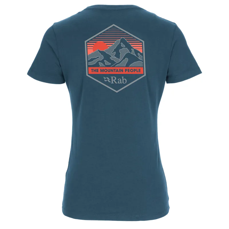 2023 Rab Stance Mountain Peak Tee Women's Organic Cotton T-Shirt Orion Blue-1