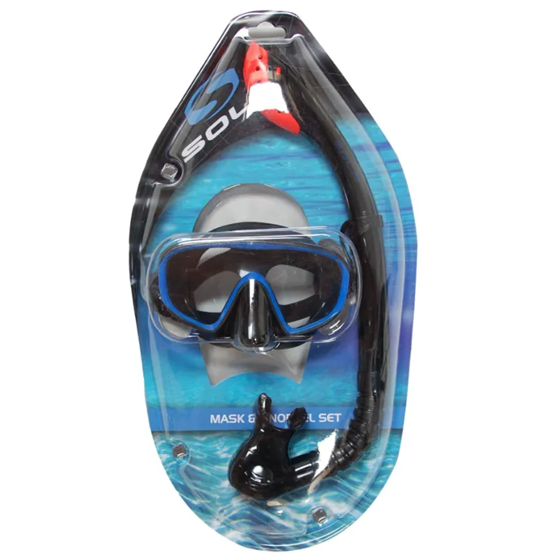 2023 Sola Adult Mask and Snorkel Set Black-1
