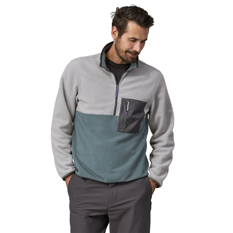 Patagonia Microdini 1/2 Zip Pullover Men's Nouveau Green / Salt Grey-1