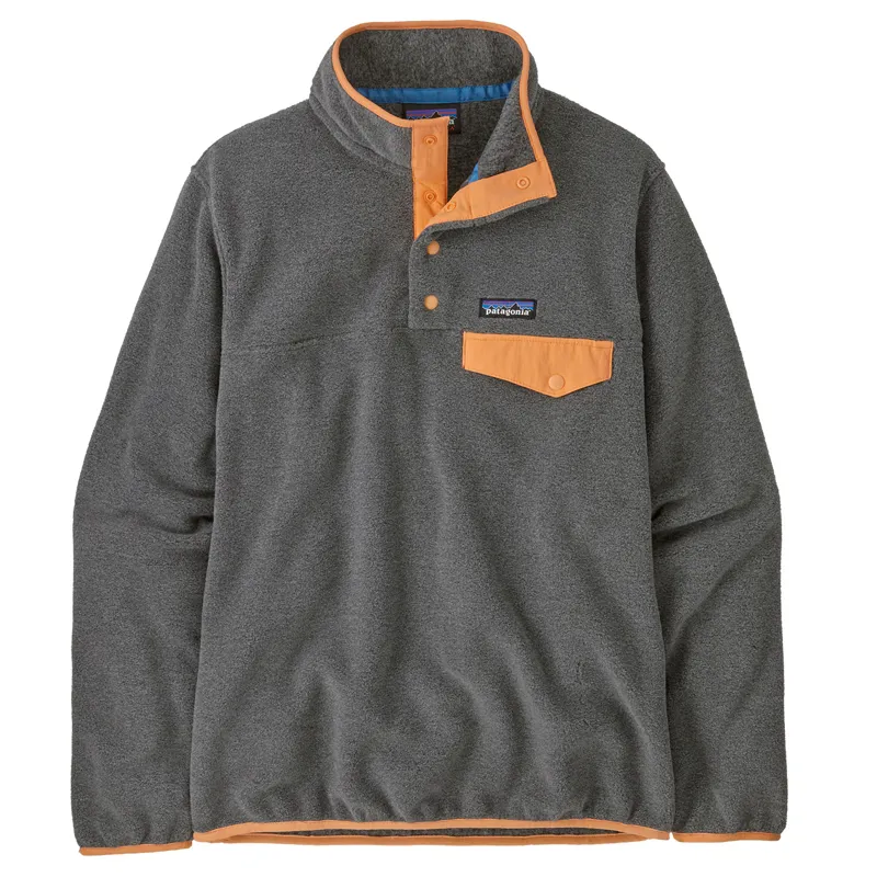 Patagonia Women's Lightweight Synchilla Snap-T Pull-On Nickel with Vivid Apricot