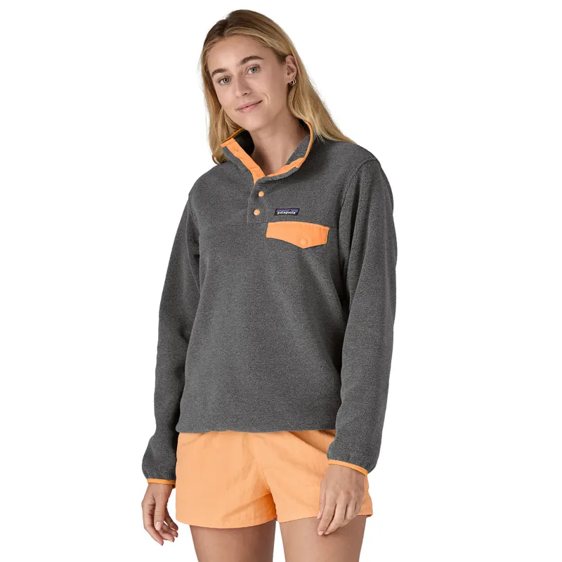 Patagonia Women's Lightweight Synchilla Snap-T Pull-On Nickel with Vivid Apricot-1