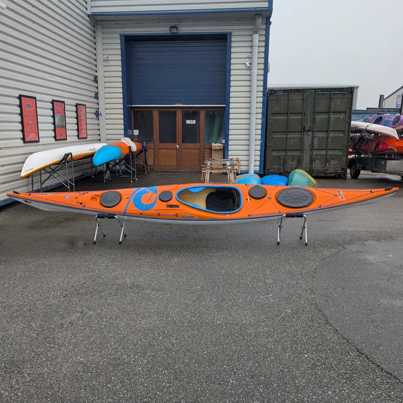 P and H Volan 162 Sea Kayak Classic Construction Orange / Anchusa Blue / White