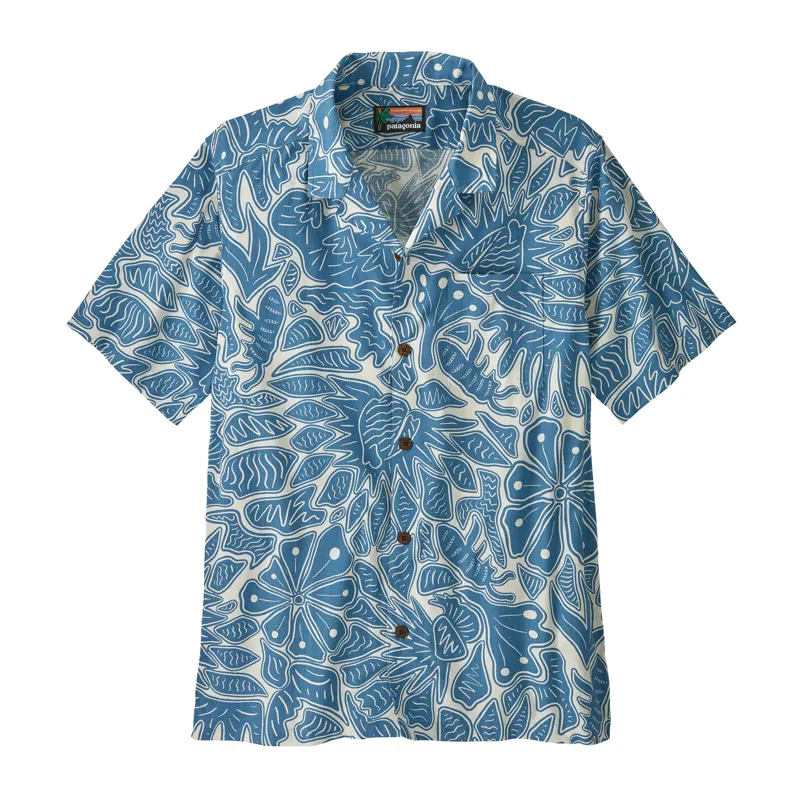 Patagonia Tidal Threads Camp Shirt Men's Bees and Flowers Still Blue