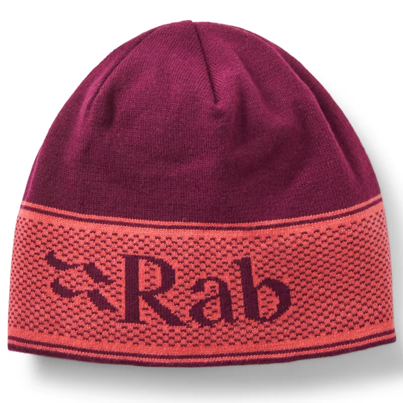 Rab Logo Band Beanie Hat Unisex One Size Mulberry / Hibiscus