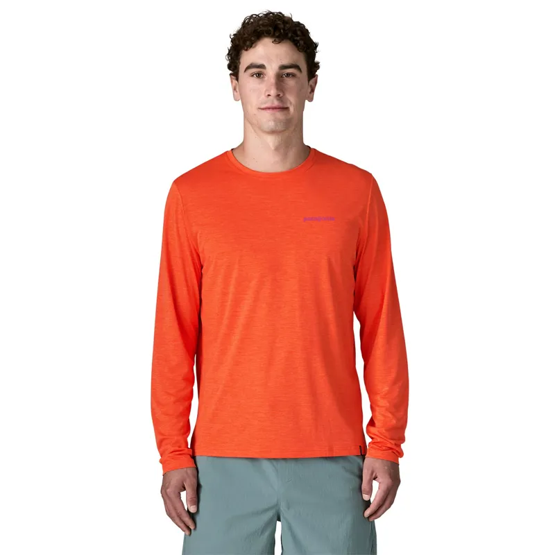 Patagonia Cap Cool Daily Long Sleeve Boardshort Logo Men's Orange Peel X-Dye-2