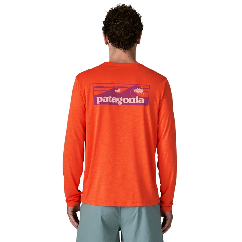 Patagonia Cap Cool Daily Long Sleeve Boardshort Logo Men's Orange Peel X-Dye-3
