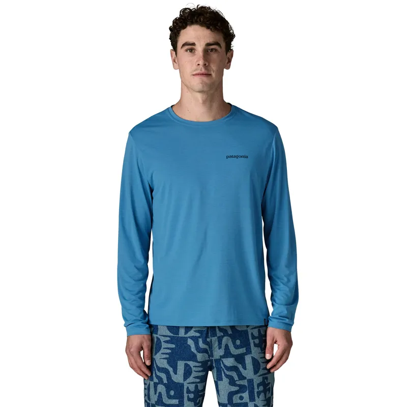 Patagonia Cap Cool Daily Long Sleeve Boardshort Logo Men's Shore Blue X-Dye-3