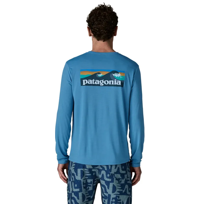 Patagonia Cap Cool Daily Long Sleeve Boardshort Logo Men's Shore Blue X-Dye-2