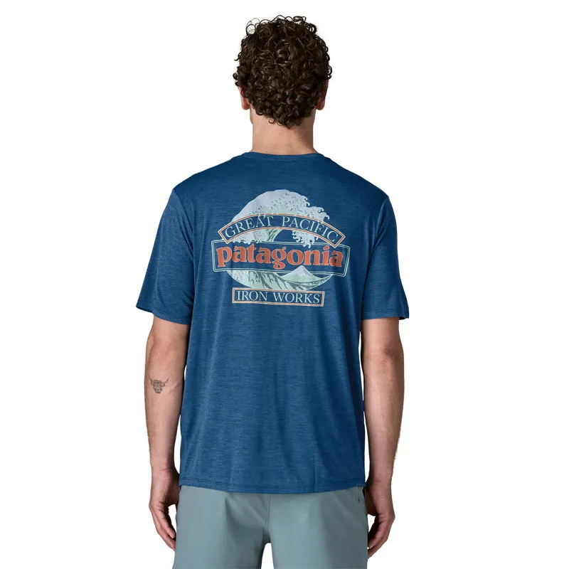 Patagonia Cap Cool Daily T-Shirt Men's Great Waves Clement Blue X-Dye-1