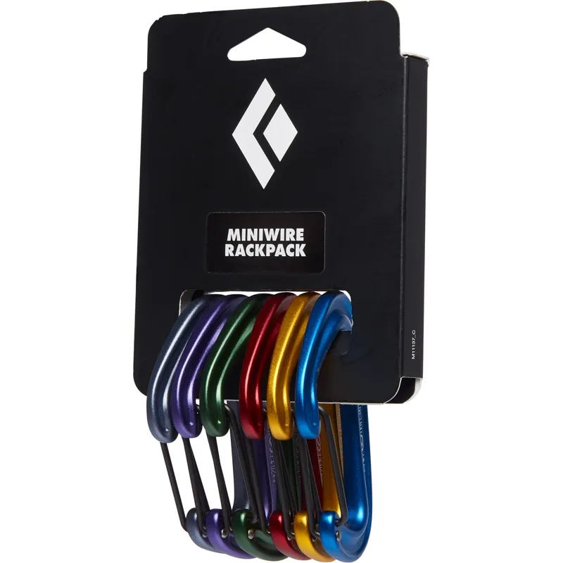 Black Diamond MiniWire Karabiners RackPack 6 Pack of Colour Coded Carabiners