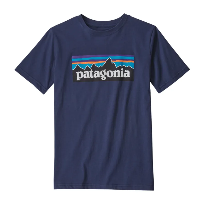 Patagonia P-6 Logo Organic Cotton Boys T-Shirt in Blue