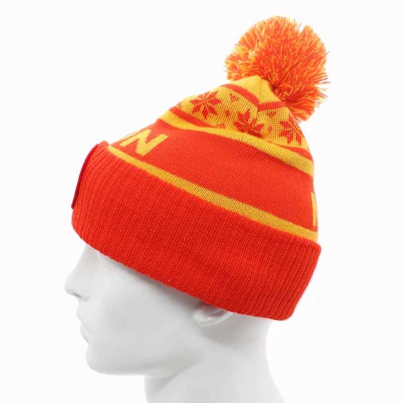 Mon Bobble Hat Unisex One-Size Red / Yellow-4