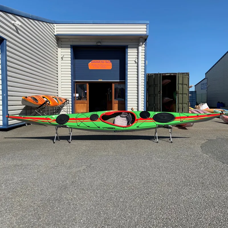 North Shore Atlantic Evolution LV Sea Kayak - Carbon Kevlar - Green / Red Custom Colours
