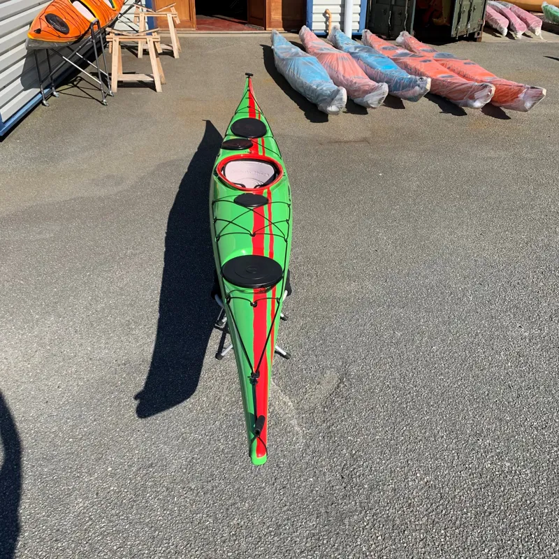 North Shore Atlantic Evolution LV Sea Kayak - Carbon Kevlar - Green / Red Custom Colours-1