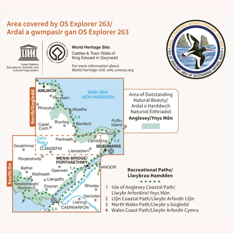 OS Explorer 263 Anglesey East 1:25000 - Active Map - Laminated-1