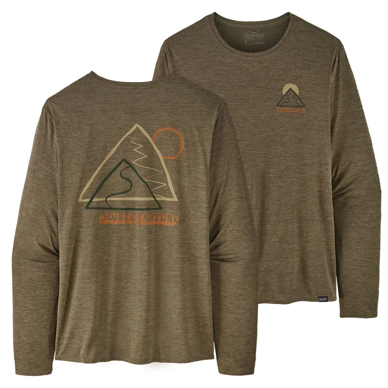 Patagonia Long-Sleeved Capilene Cool Daily Graphic Shirt Mens Slow Going: Basin Green X-Dye
