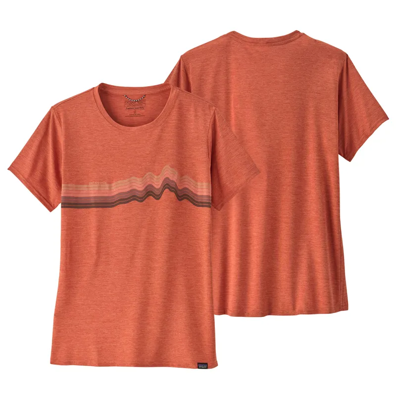 Patagonia Capilene Cool Daily Graphic T-Shirt Women's Ridge Stripe Quartz Coral X-Dye-1