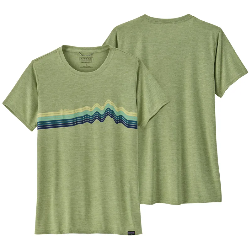 Patagonia Capilene Cool Daily Graphic T-Shirt Women's Ridge Rise Stripe Salvia Green X-Dye