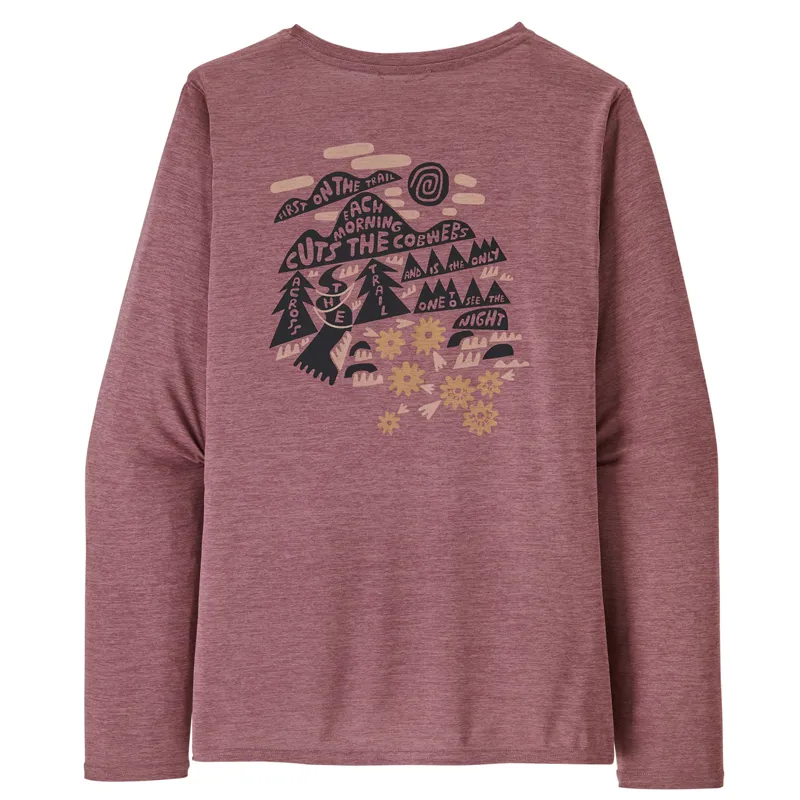 Patagonia L/S Women's Cap Cool Daily Graphic Shirt - Lands Across The Trail Evening Mauve X-Dye-2