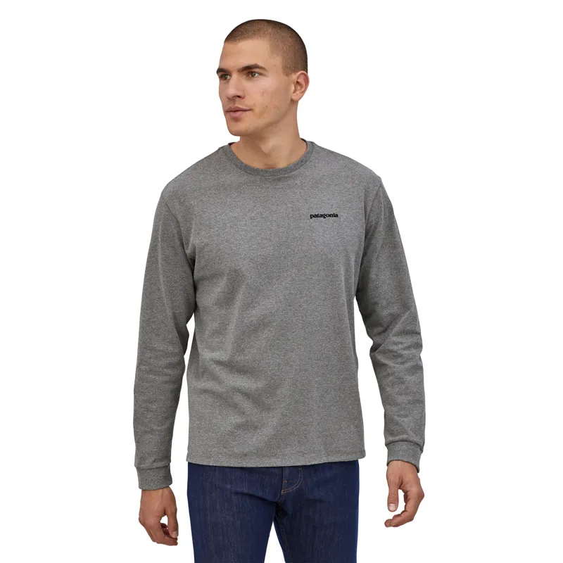 Patagonia Long Sleeve P-6 Logo Responsibili-Tee Men's - Gravel Heather-2