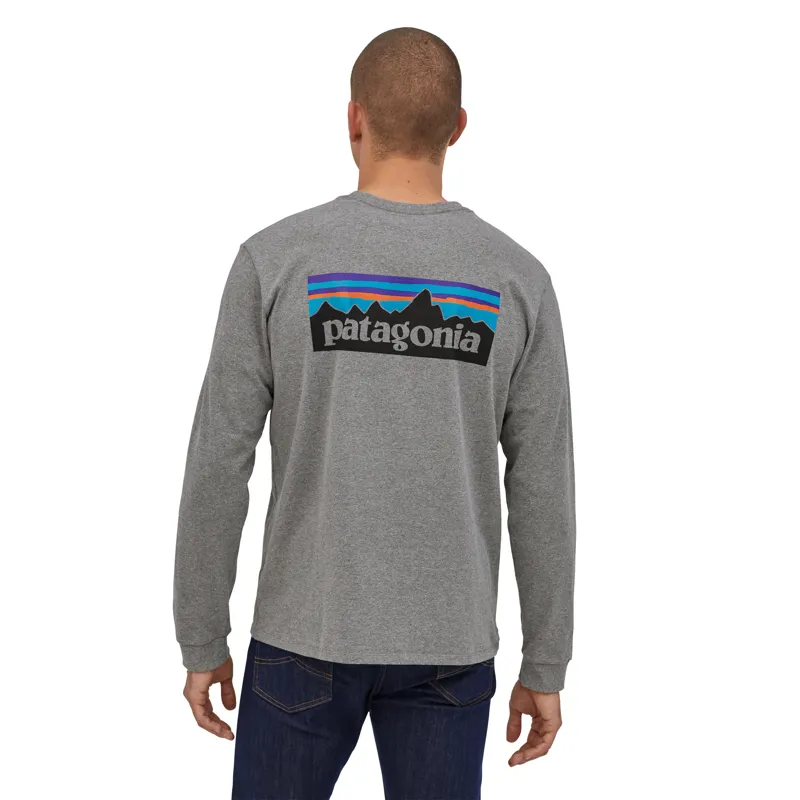 Patagonia Long Sleeve P-6 Logo Responsibili-Tee Men's - Gravel Heather-1