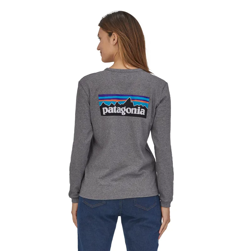 Patagonia Long Sleeve P-6 Logo Responsibili-Tee Women's - Gravel Heather-1