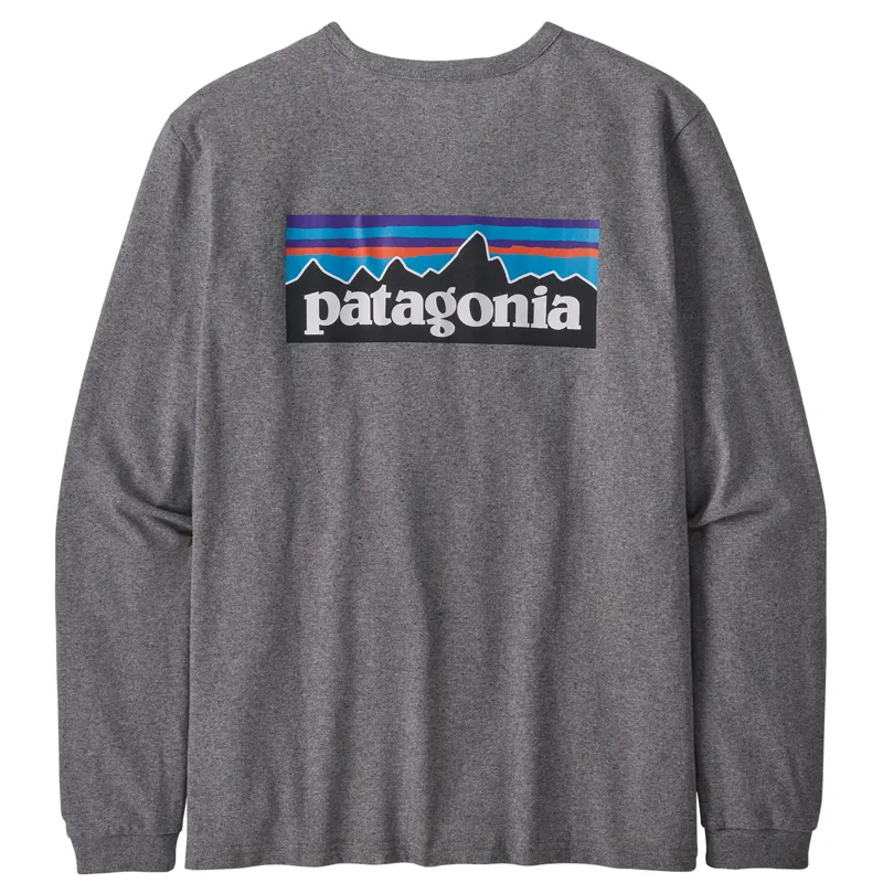 Patagonia Long Sleeve P-6 Logo Responsibili-Tee Women's - Gravel Heather-2