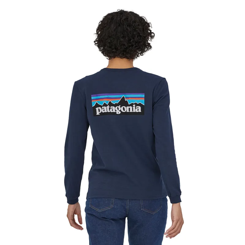 Patagonia Long Sleeve P-6 Logo Responsibili-Tee Women's - Tee New Navy-1