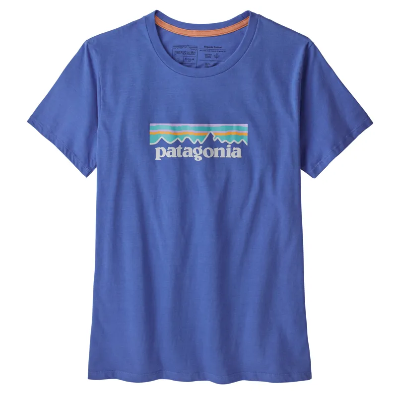 Patagonia P-6 Logo Organic Cotton Pastel T-Shirt - Girls Fin Blue
