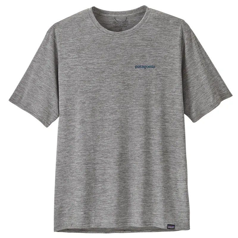 Patagonia Cap Cool Daily Graphic Shirt Men's- Waters Boardshort Logo Abalone Blue Feather Grey-2