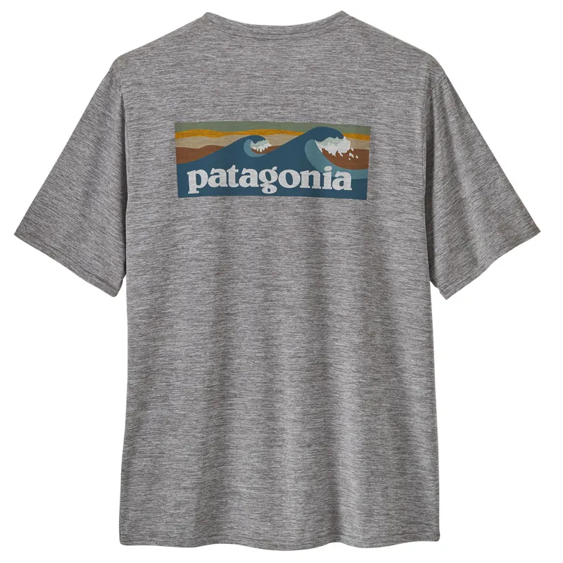 Patagonia Cap Cool Daily Graphic Shirt Men's- Waters Boardshort Logo Abalone Blue Feather Grey-1