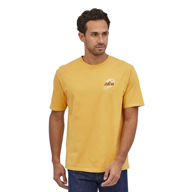  Patagonia Tube View Organic Cotton T-Shirt Mens - Mountain Yellow-2
