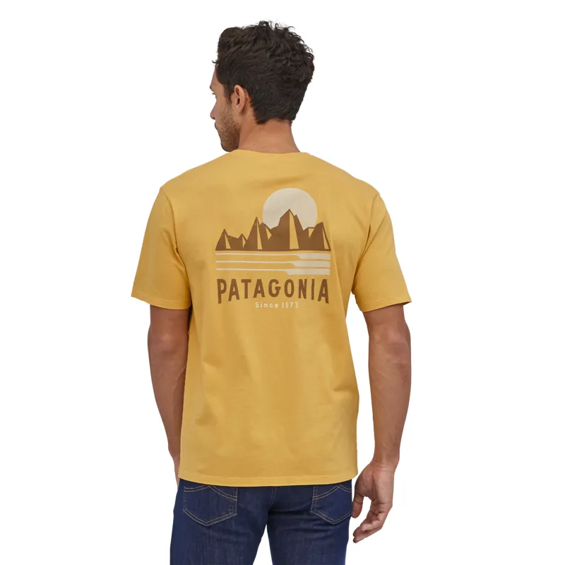  Patagonia Tube View Organic Cotton T-Shirt Mens - Mountain Yellow-1