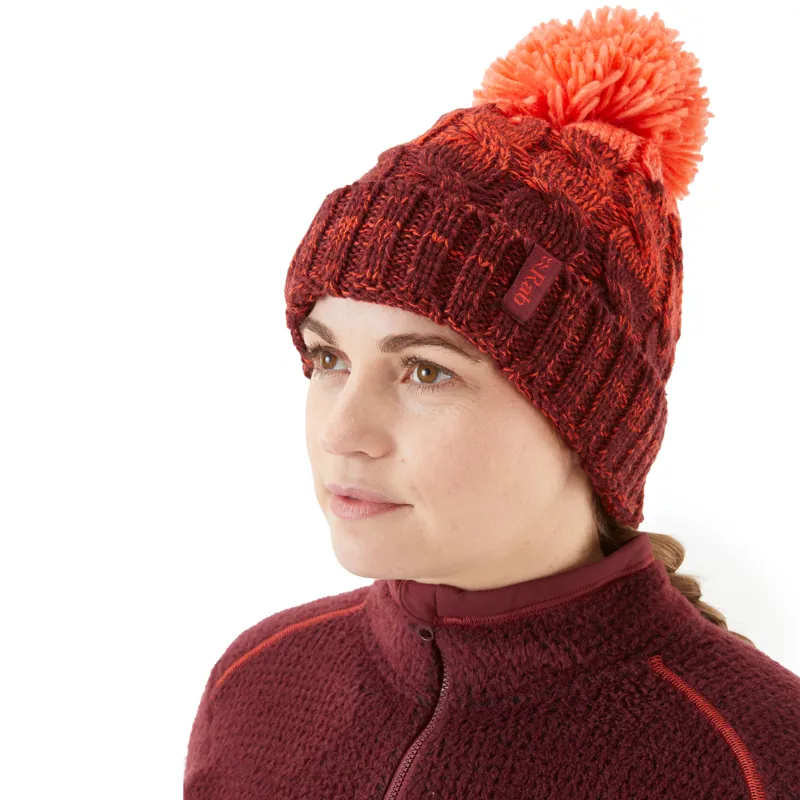 Braid Beanie Womens - Deep Heather Chunky Knit Bobble Hat-1