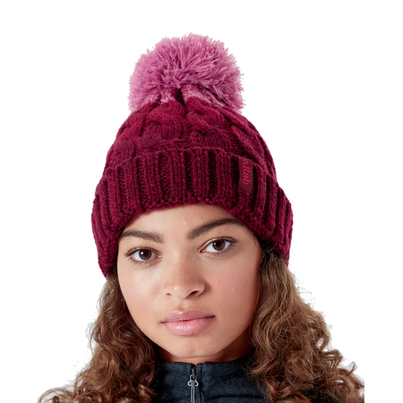 Rab Braid Beanie Womens - Oxblood Red Chunky Knit Beanie-1