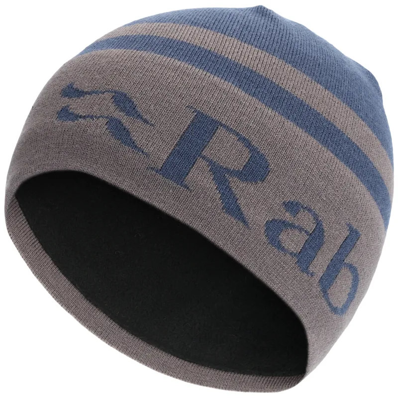 Rab Logo Band Beanie Deep Ink/Graphene - One Size Knitted Beanie Hat in Blue / Grey