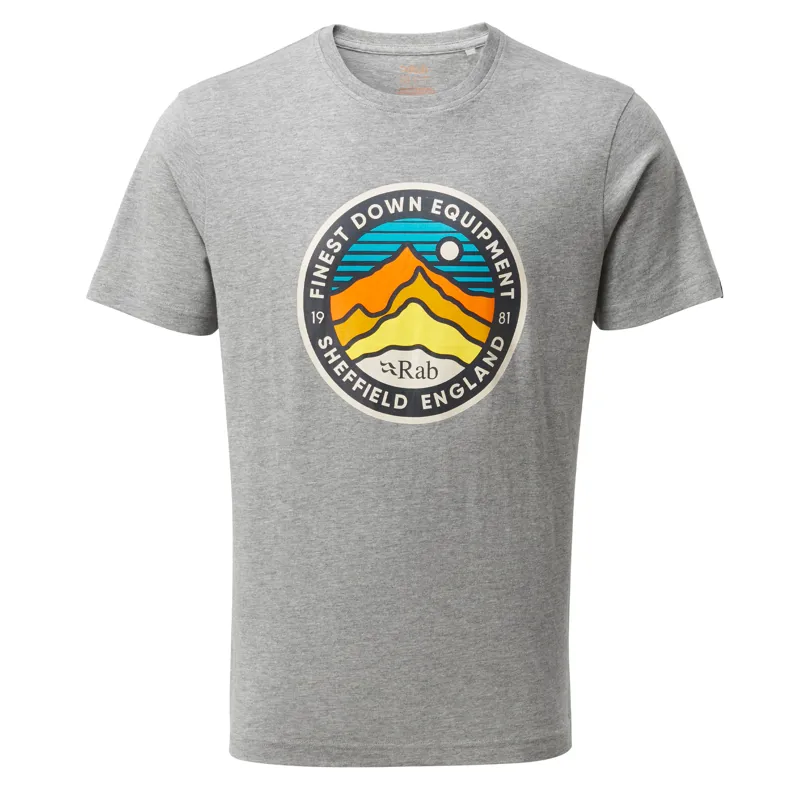Rab Stance 3 Peaks Tee Mens - Grey Marl Organic Cotton T-Shirt