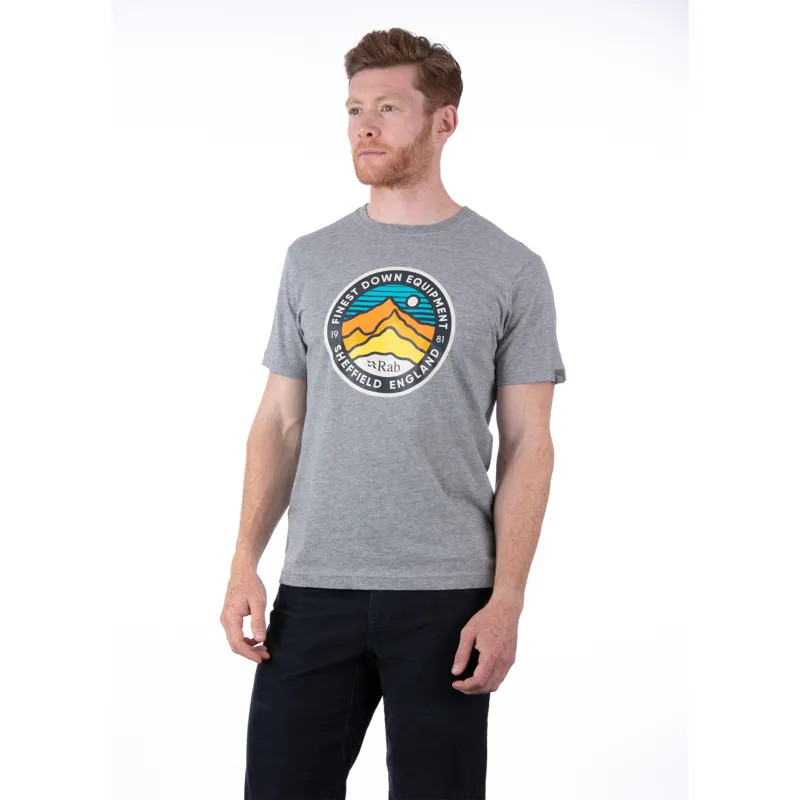 Rab Stance 3 Peaks Tee Mens - Grey Marl Organic Cotton T-Shirt-1