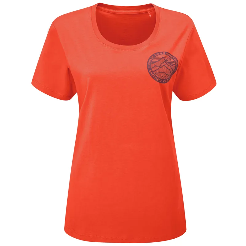 Rab Stance 3 Peaks Tee Womens Red Grapefruit Organic Cotton T-Shirt